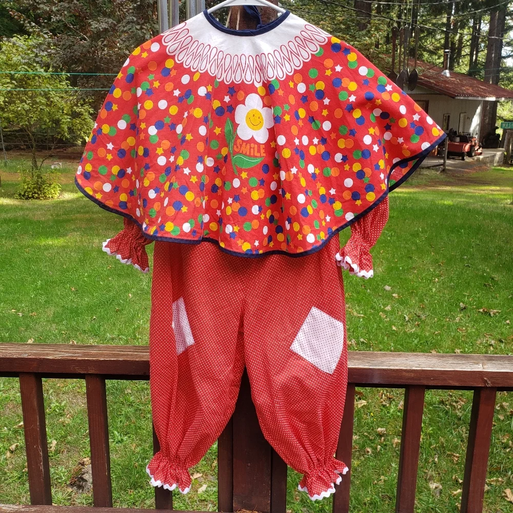 VINTAGE Kids Homemade Clown / Wacky Halloween Costume (3 Piece)